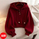 红色连帽卫衣女2025年秋冬新款短款打底衫针织毛衣超好看单穿上衣