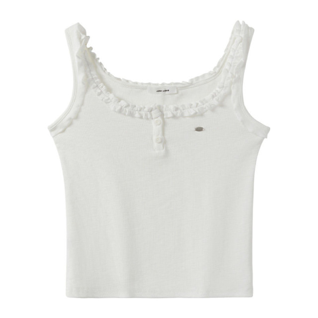 工字木耳邊純色無袖吊帶背心女2025夏季新款外穿內搭辣妹上衣