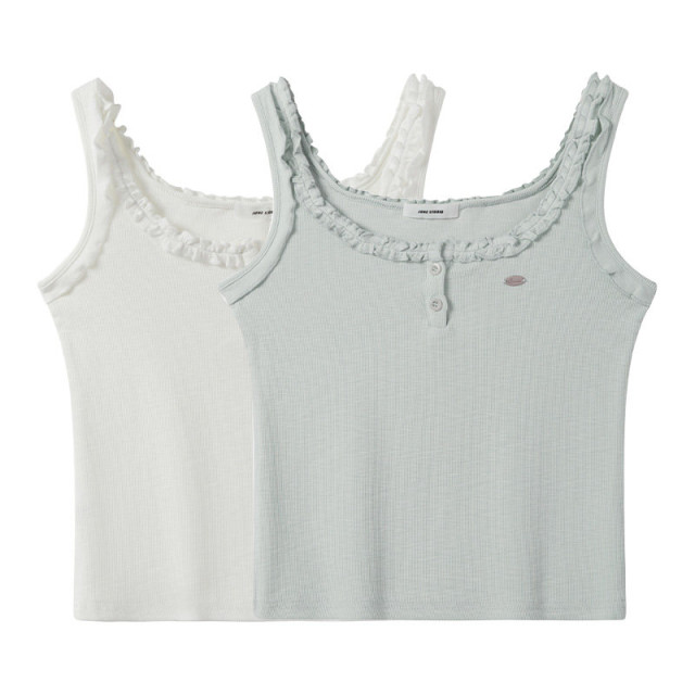 工字木耳邊純色無袖吊帶背心女2025夏季新款外穿內搭辣妹上衣