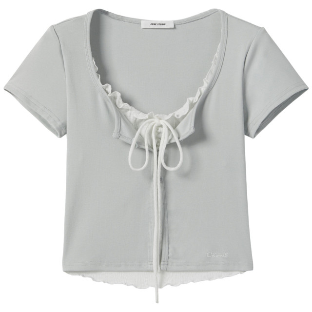 純欲辣妹假兩件短款上衣女2025夏季新款設計感小眾系帶短袖t恤