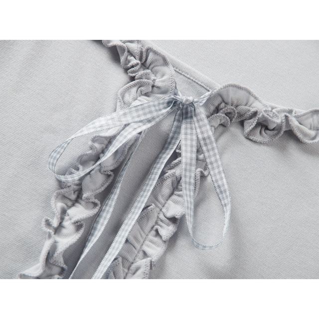 秋裝新款純欲甜辣假兩件拼接開衫披肩木耳邊掛脖長袖T恤女上衣