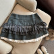 Grow freely 法式復古格紋芭蕾風半身裙女秋季辣妹蓬蓬蛋糕短裙子
