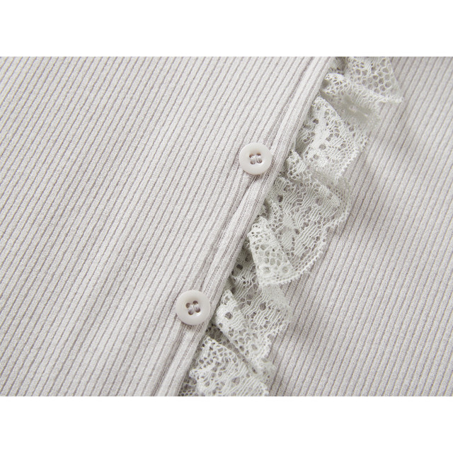 氣質蕾絲飄帶圓領純色長袖T恤2025年秋季新款休閑百搭花邊上衣