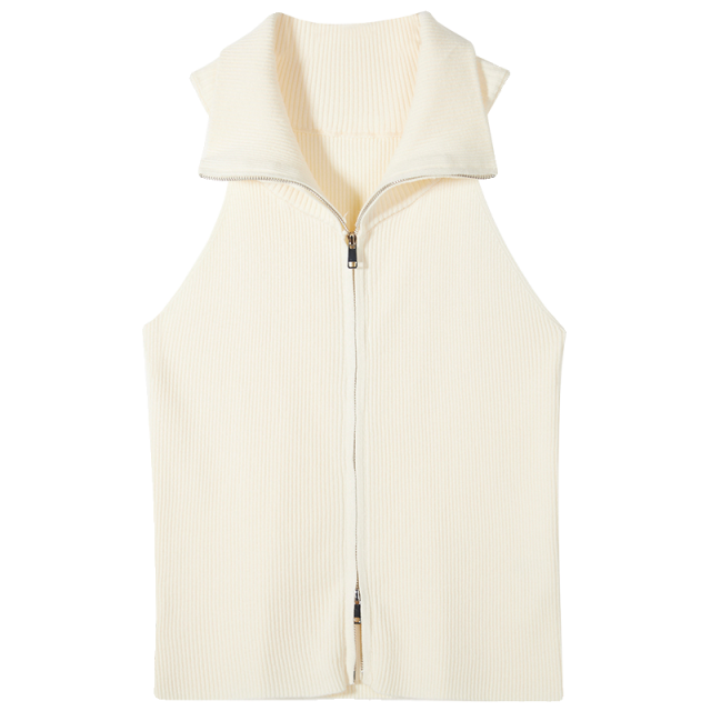 美式辣妹翻領雙拉鏈針織馬甲女2025夏季新款修身吊帶背心短款上衣