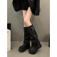 長筒靴女厚底增高2025春秋新款松糕褶皺堆堆褲管靴小個子高筒長靴