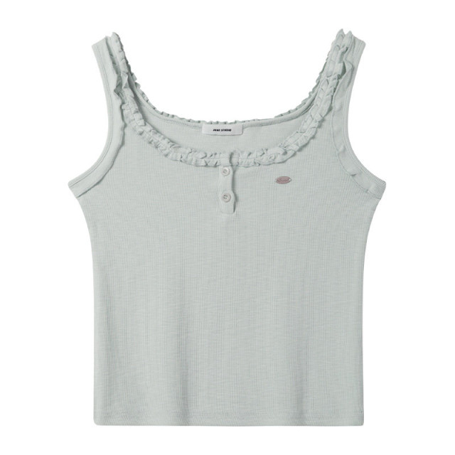 工字木耳邊純色無袖吊帶背心女2025夏季新款外穿內搭辣妹上衣