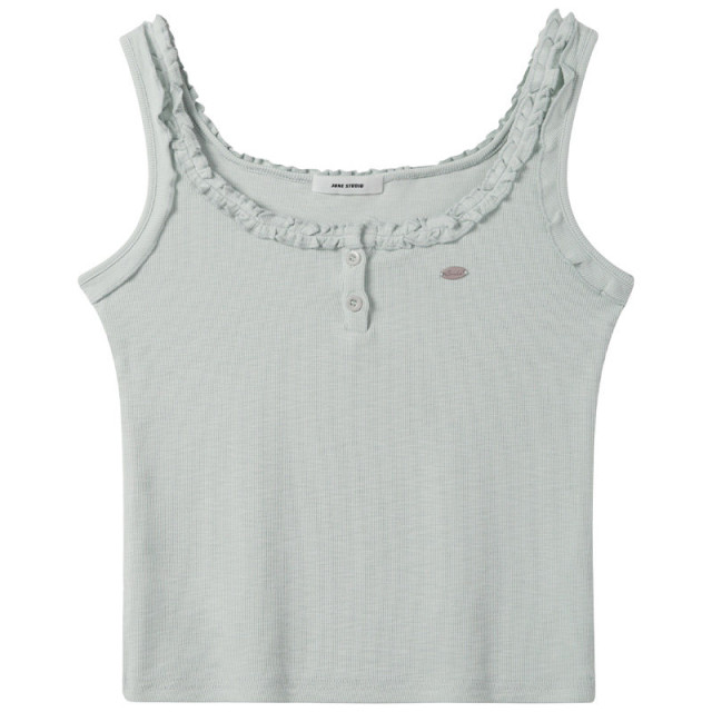 工字木耳邊純色無袖吊帶背心女2025夏季新款外穿內搭辣妹上衣