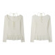 假兩件蕾絲拼接設計感長袖T恤女早秋新款掛脖系帶韓風百搭上衣