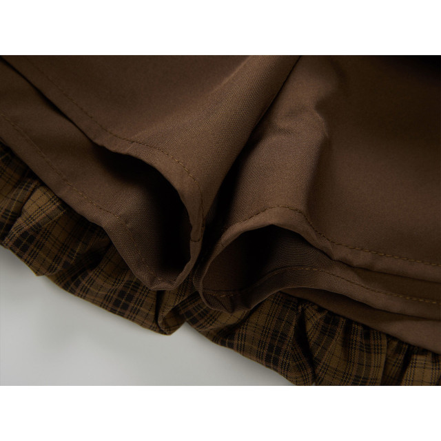 秋裝新款韓系高腰A字顯瘦松緊腰格子裙女蝴蝶結花苞裙半身短裙