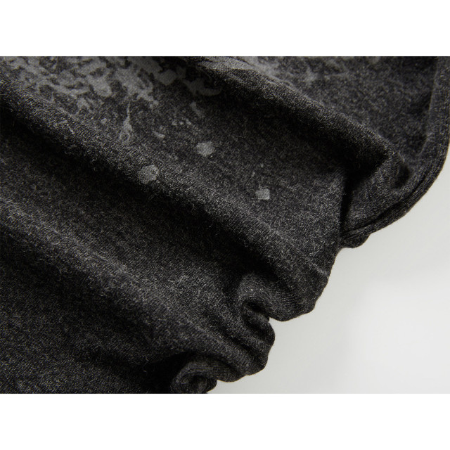 秋裝新款純欲甜辣圓領蕾絲拼接印花長袖T恤女不規則褶皺修身上衣