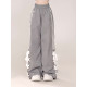 心動蕾絲 灰色百搭設計感學院風休閑直筒拖地運動長褲