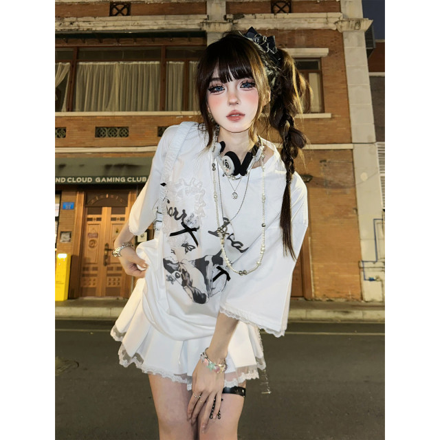 春日芭蕾曲 辣妹蕾絲半身裙女春夏A字顯瘦百褶裙短裙