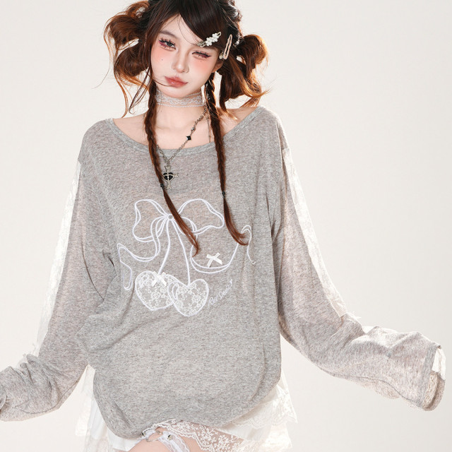 曼波小調 韓系蕾絲刺繡防曬罩衫女夏寬松顯瘦薄款上衣