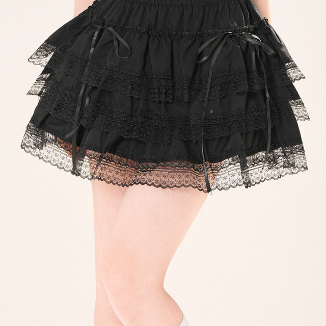 雲嶼織夢 法式蕾絲半身裙女夏季高腰A字蛋糕裙顯瘦短裙