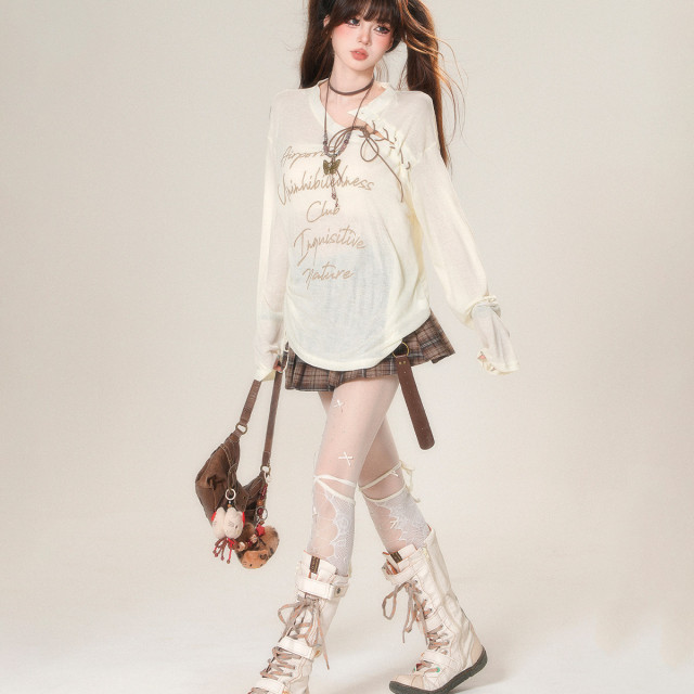 櫻桃可露麗 韓系微透防曬罩衫女夏季寬松顯瘦甜美上衣