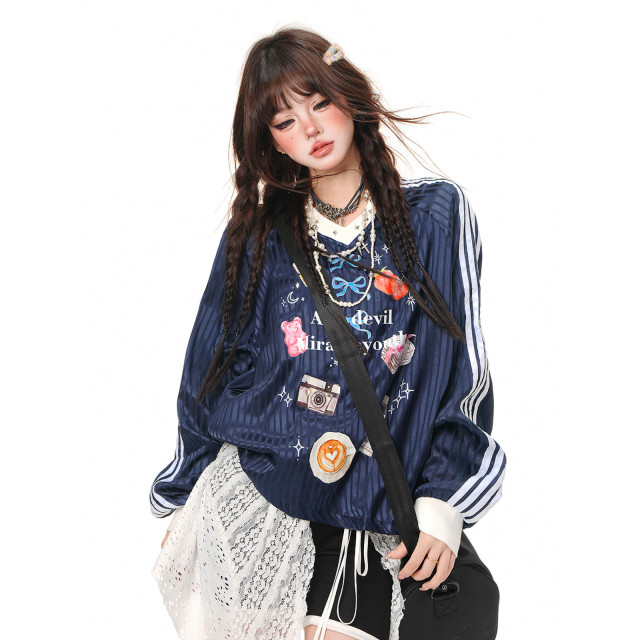 童心甜美可愛衛衣女秋冬寬松加絨慵懶撞色格子上衣