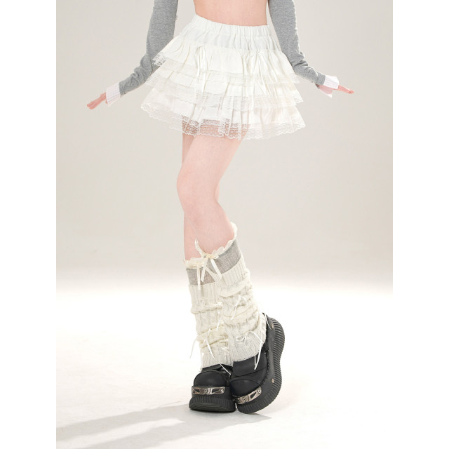 雲嶼織夢 法式蕾絲半身裙女夏季高腰A字蛋糕裙顯瘦短裙