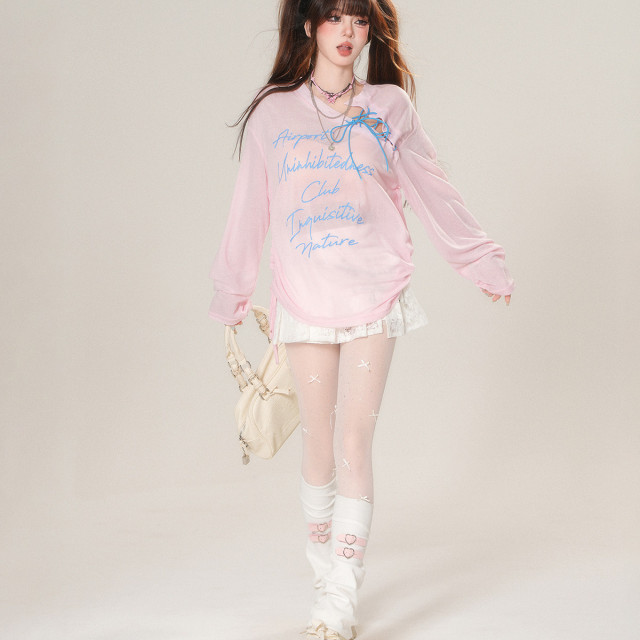 櫻桃可露麗 韓系微透防曬罩衫女夏季寬松顯瘦甜美上衣