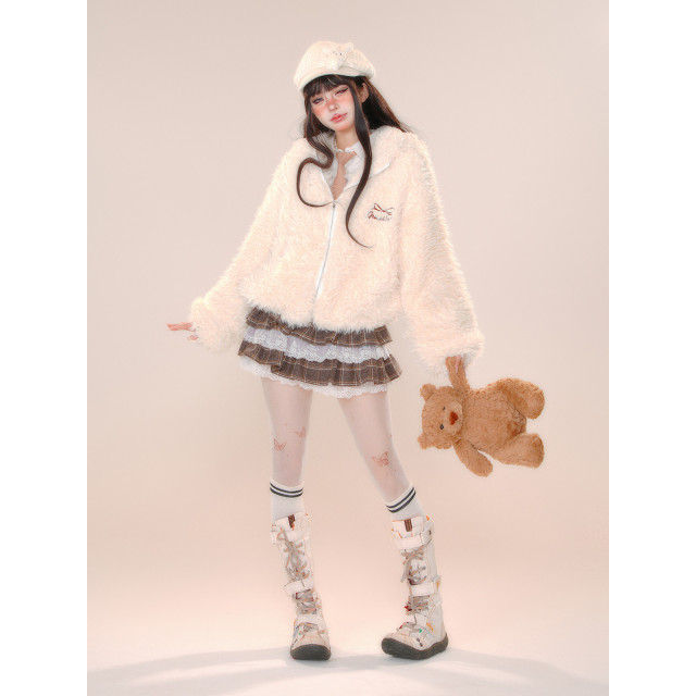 半熟花蕾 小個子蕾絲格紋甜辣半身裙女秋冬蛋糕裙短裙