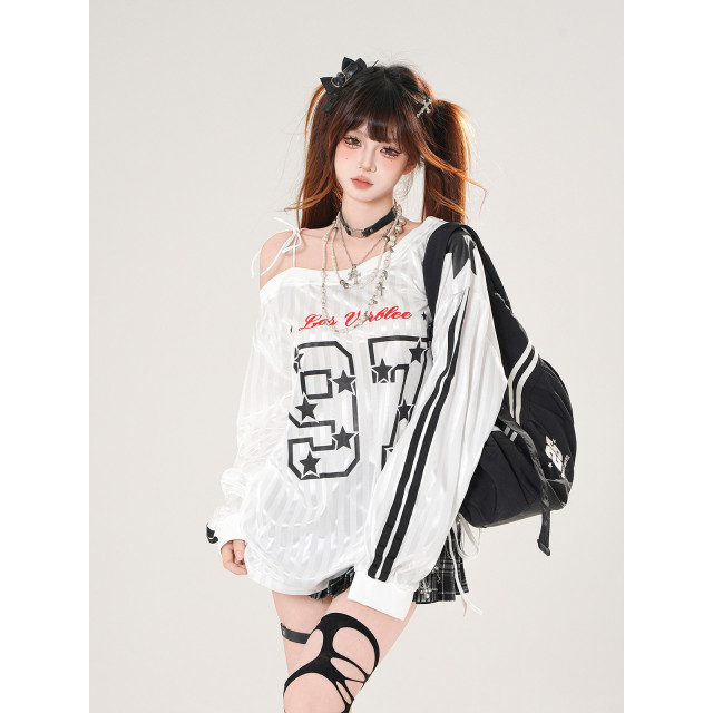 英倫timing 美式斜肩運動衛衣女秋季寬松顯瘦抽繩上衣