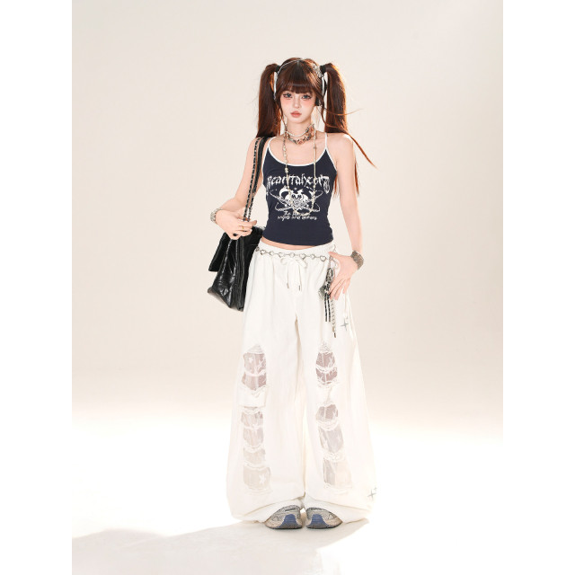 戀愛心率 美式辣妹吊帶背心女夏外穿無袖顯瘦露臍上衣