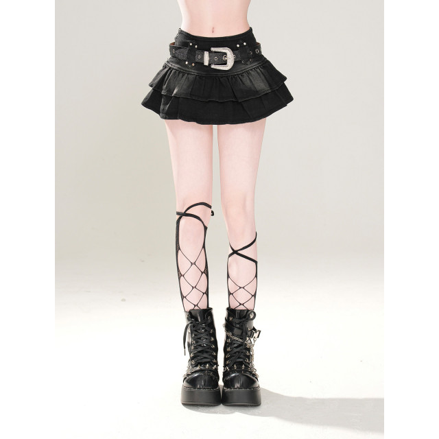 腿精punk 美式辣妹牛仔半身裙女夏季a字顯瘦百褶裙短裙