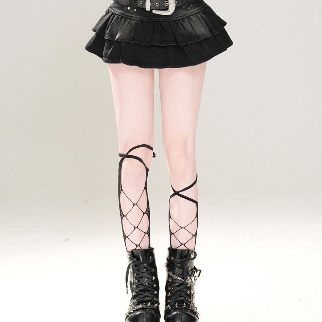 腿精punk 美式辣妹牛仔半身裙女夏季a字顯瘦百褶裙短裙