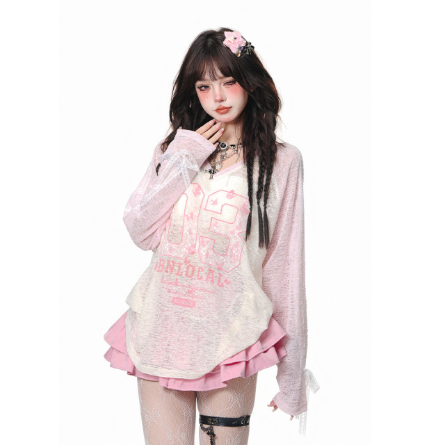 甜心狩獵 微透甜酷風罩衫女夏季寬松顯瘦薄款遮肉上衣