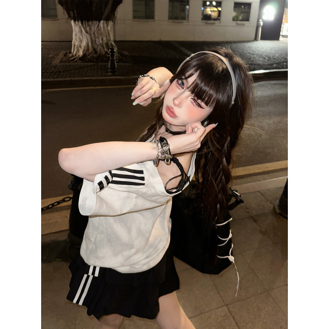 德魯納戀曲 韓系露肩短袖T恤女寬松半袖顯瘦白色上衣