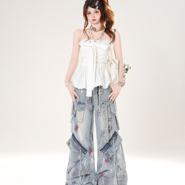 白色信封 一字肩法式T恤女夏季收腰顯瘦辣妹襯衫上衣