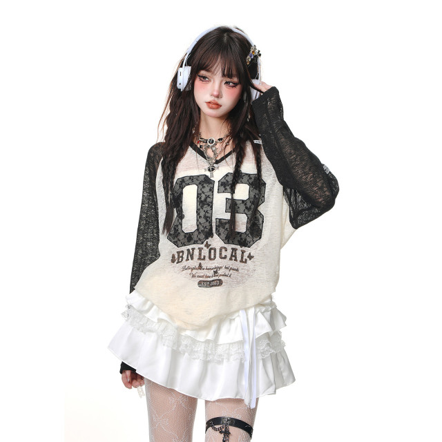 甜心狩獵 微透甜酷風罩衫女夏季寬松顯瘦薄款遮肉上衣