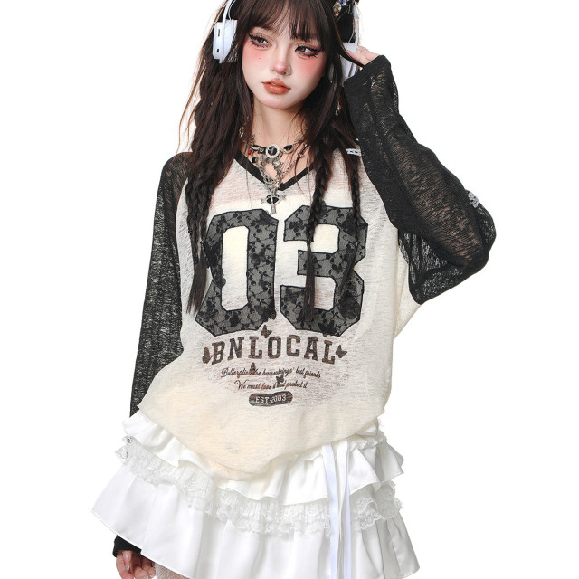 甜心狩獵 微透甜酷風罩衫女夏季寬松顯瘦薄款遮肉上衣