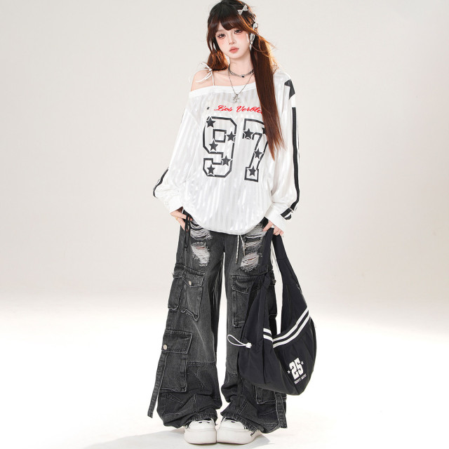 英倫timing 美式斜肩運動衛衣女秋季寬松顯瘦抽繩上衣