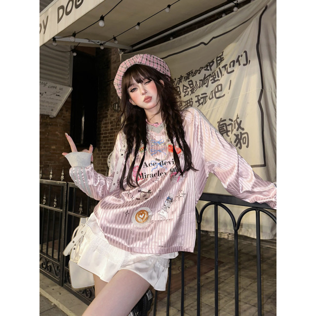 童心甜美可愛衛衣女秋冬寬松加絨慵懶撞色格子上衣