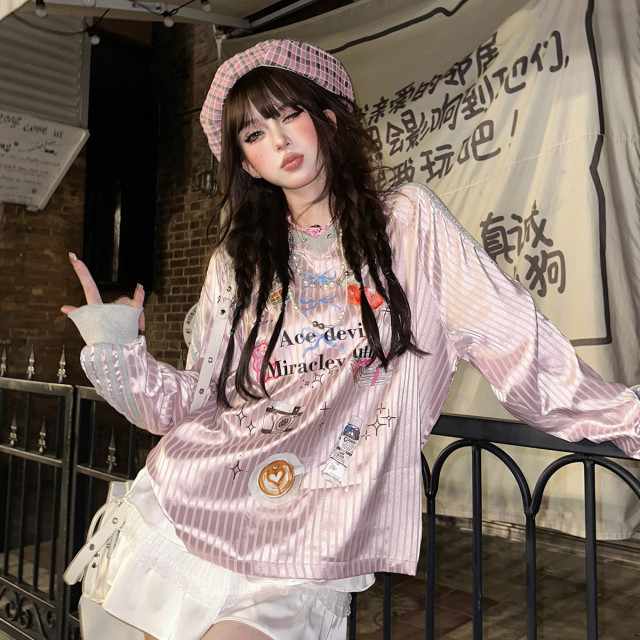 童心甜美可愛衛衣女秋冬寬松加絨慵懶撞色格子上衣