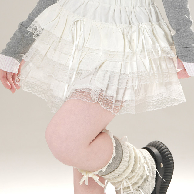 雲嶼織夢 法式蕾絲半身裙女夏季高腰A字蛋糕裙顯瘦短裙