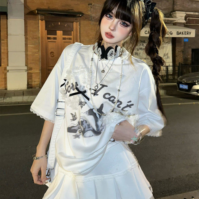 春日芭蕾曲 辣妹蕾絲半身裙女春夏A字顯瘦百褶裙短裙