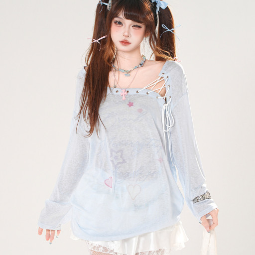 愛意回響 甜美薄款防曬罩衫女夏季寬松顯瘦上衣空調衫