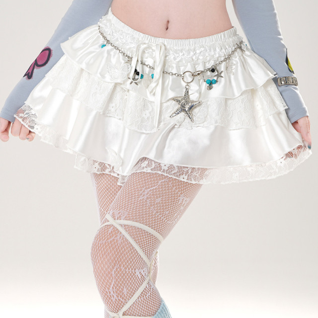 千層cake 法式蕾絲蓬蓬半身裙女夏季a字辣妹蛋糕裙短裙