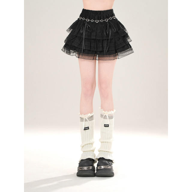 雲嶼織夢 法式蕾絲半身裙女夏季高腰A字蛋糕裙顯瘦短裙