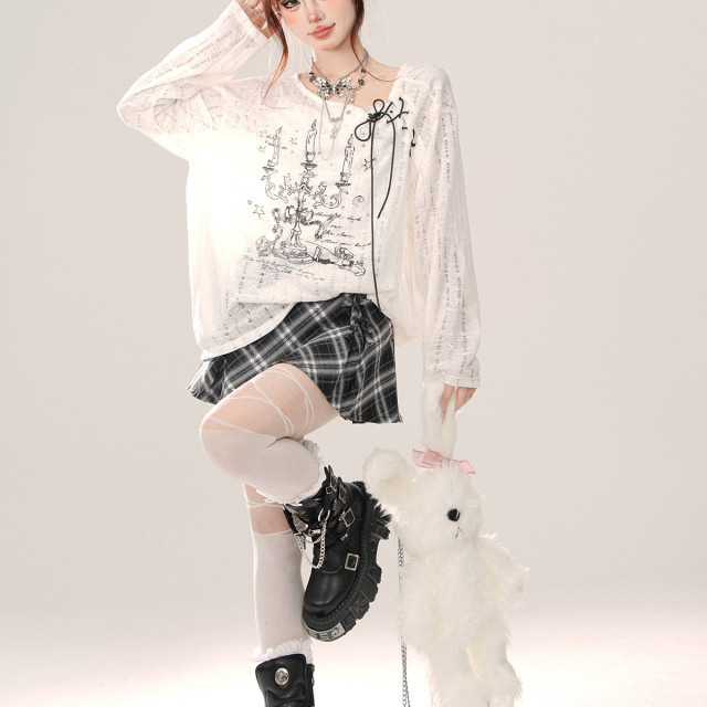 銀色山泉 薄款鏤空罩衫女夏季寬松長袖防曬衣白色上衣