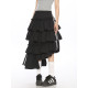 半身裙女夏季新款美式復古不規則條紋撞色設計寬松蛋糕裙