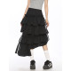 半身裙女夏季新款美式復古不規則條紋撞色設計寬松蛋糕裙