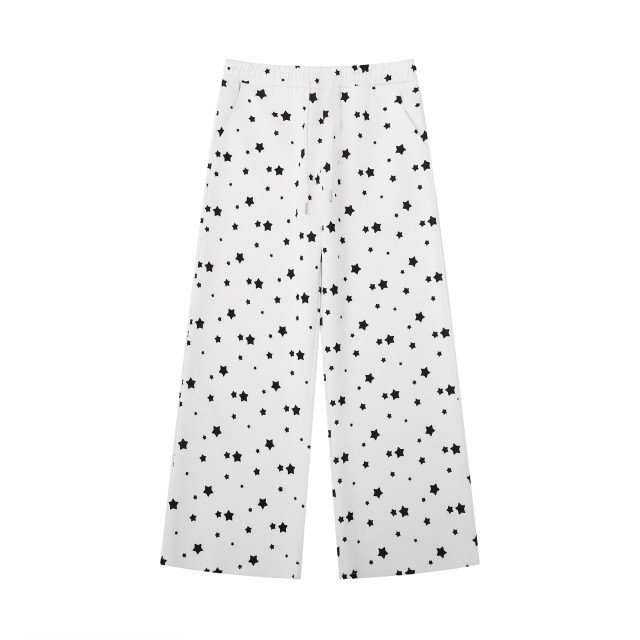 美式滿印星星兔耳朵連帽衛衣女秋冬休閑褲兩件套外套套裝