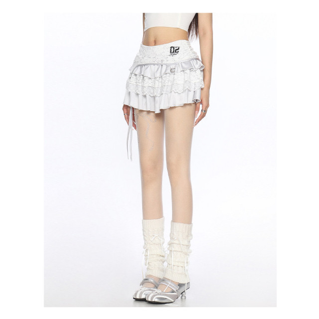 法式蕾絲邊蛋糕裙半身裙女夏季芭蕾風a字顯瘦蓬蓬裙短裙