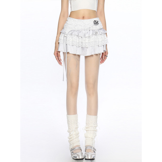 法式蕾絲邊蛋糕裙半身裙女夏季芭蕾風a字顯瘦蓬蓬裙短裙