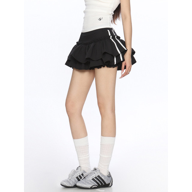 運動風杠條蓬蓬裙短裙女夏季防走光褲裙芭蕾風蓬蓬裙ins