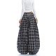 美式字母刺繡格子屁簾彎刀闊腿褲女休閑百搭闊腿拖地長褲