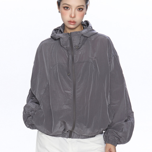 美式設計感連帽薄款透氣防曬衣女夏季戶外防風工裝外套潮