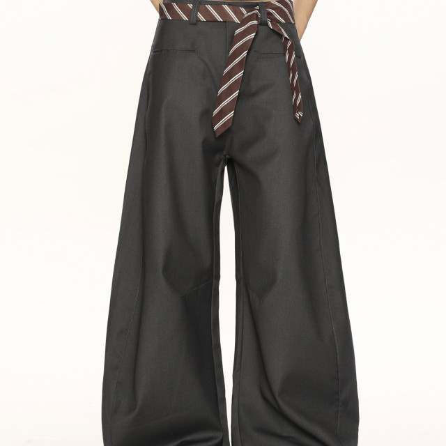 高級感休閑彎刀褲西褲女小眾設計感百搭垂感闊腿拖地褲ins